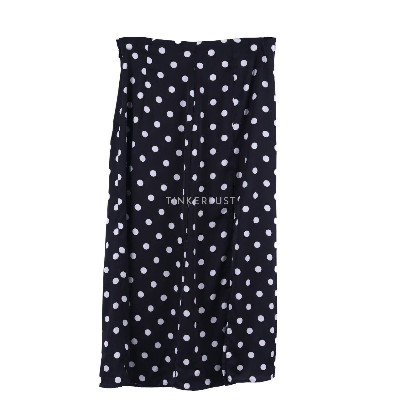 pakaian bawahan rok rok midi H M Black White Polkadots Slit Midi Skirt Tinkerlust